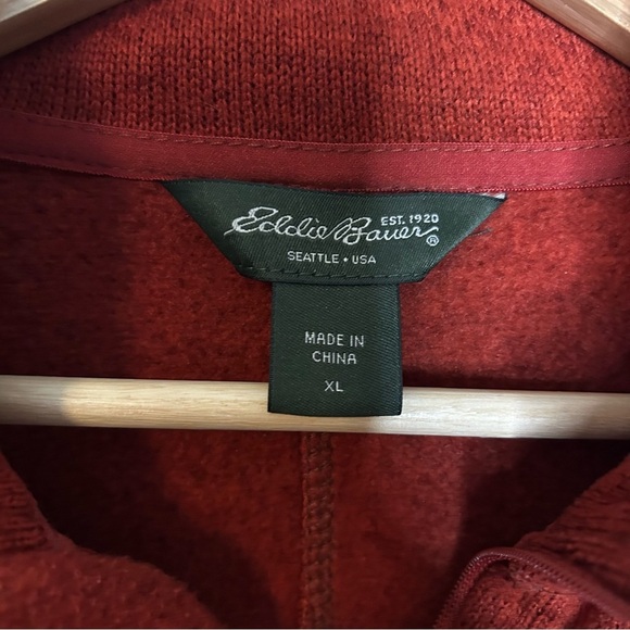 Eddie Bauer Orange Fleece Long Sleeve 1/2 Zip Pullover Sweater Mens Size XL - Picture 3 of 6